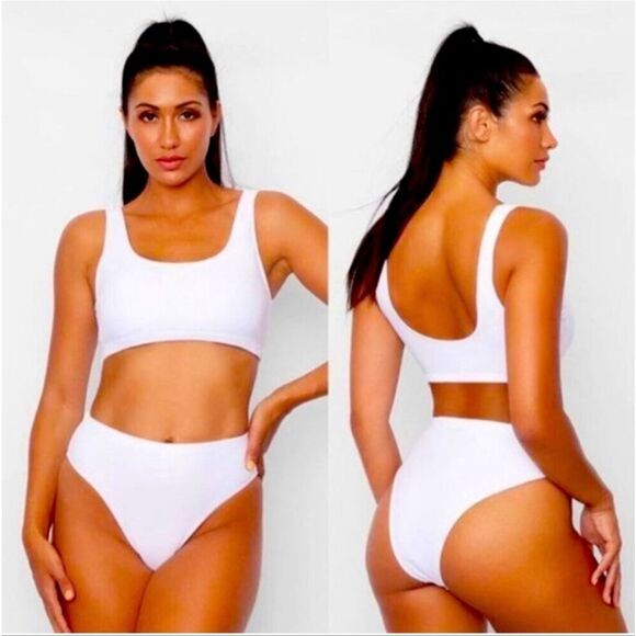 Frederick’s of Hollywood White High Waisted Cheeky Verda Bikini Set M New - Picture 1 of 5